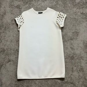 Cynthia Rowley White Scuba Knit Short Sleeve Shift Dress size Medium